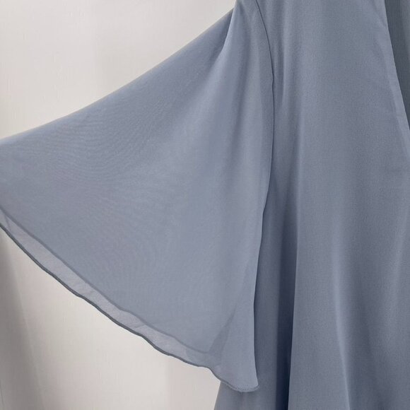 Show Me Your Mumu Size 3X Blue Michelle Flutter Sleeve Chiffon Maxi Sheath Dress - Picture 5 of 8